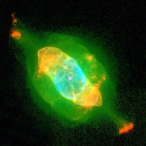 Planetární mlhovina Saturn NGC 7009 na snímku z Hubbleova vesmírného dalekohledu.