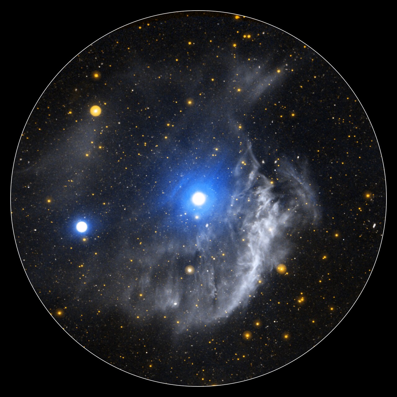 Ultrafialový snímek z vesmírného teleskopu Galaxy Evolution Explorer (NASA).