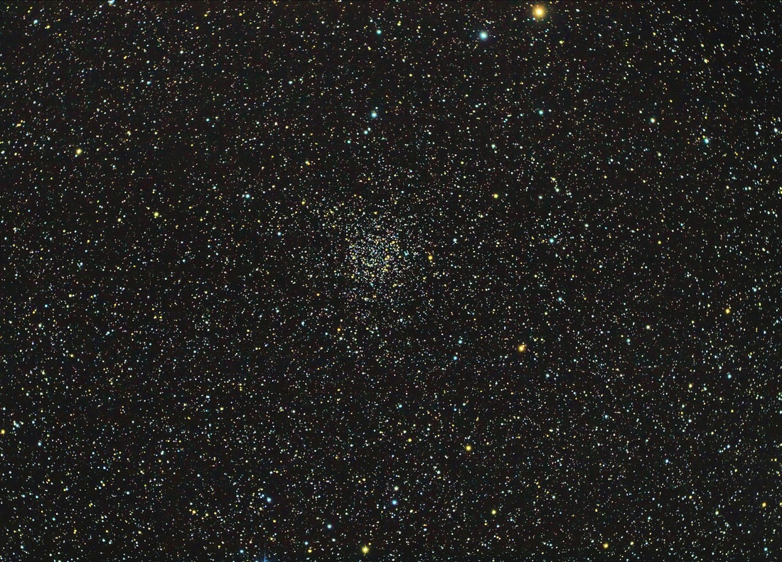 Amatérský snímek otevřené hvězdokupy NGC 7789
