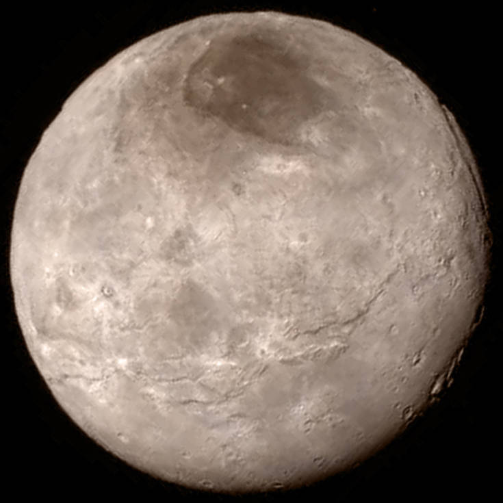 Charon, jak ho zachytila sonda New Horizons 14. července 2015