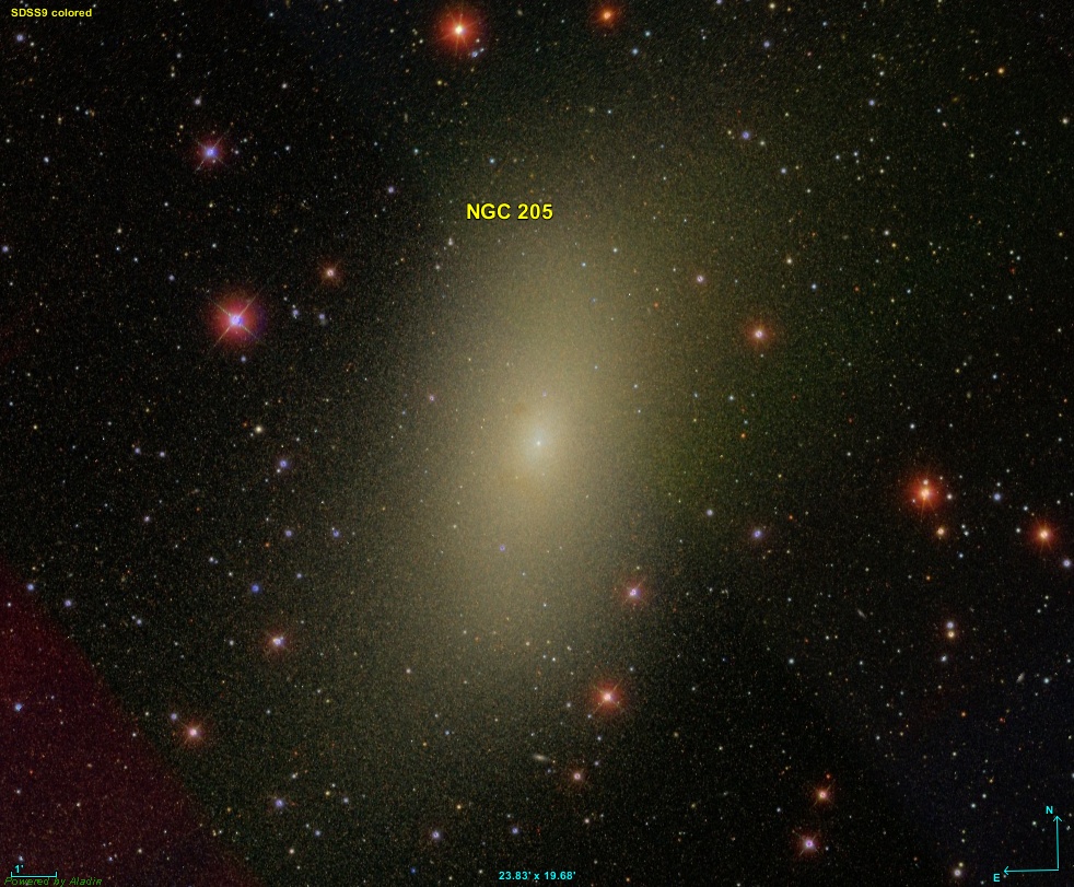 Messier 110 na snímku z přehlídky oblohy SDSS