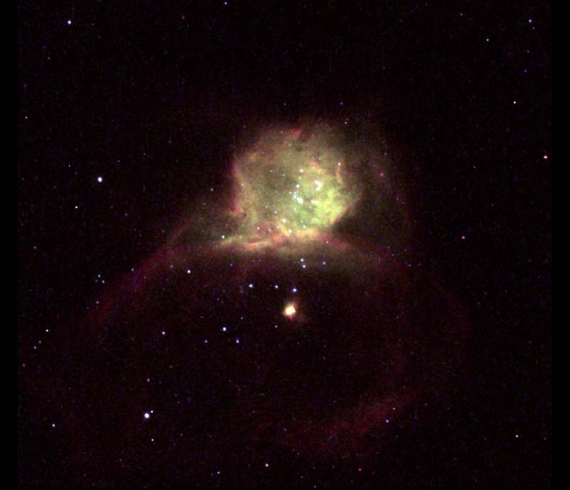 Hvězdotvorná oblast v NGC 6822 na snímku z Hubbleova dalekohledu.
