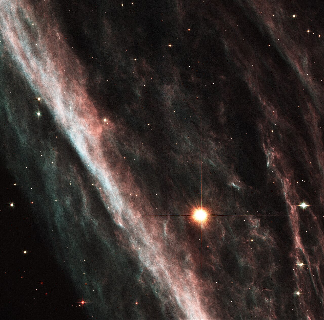 Fotografie z Hubbleova teleskopu v nepravých barvách.