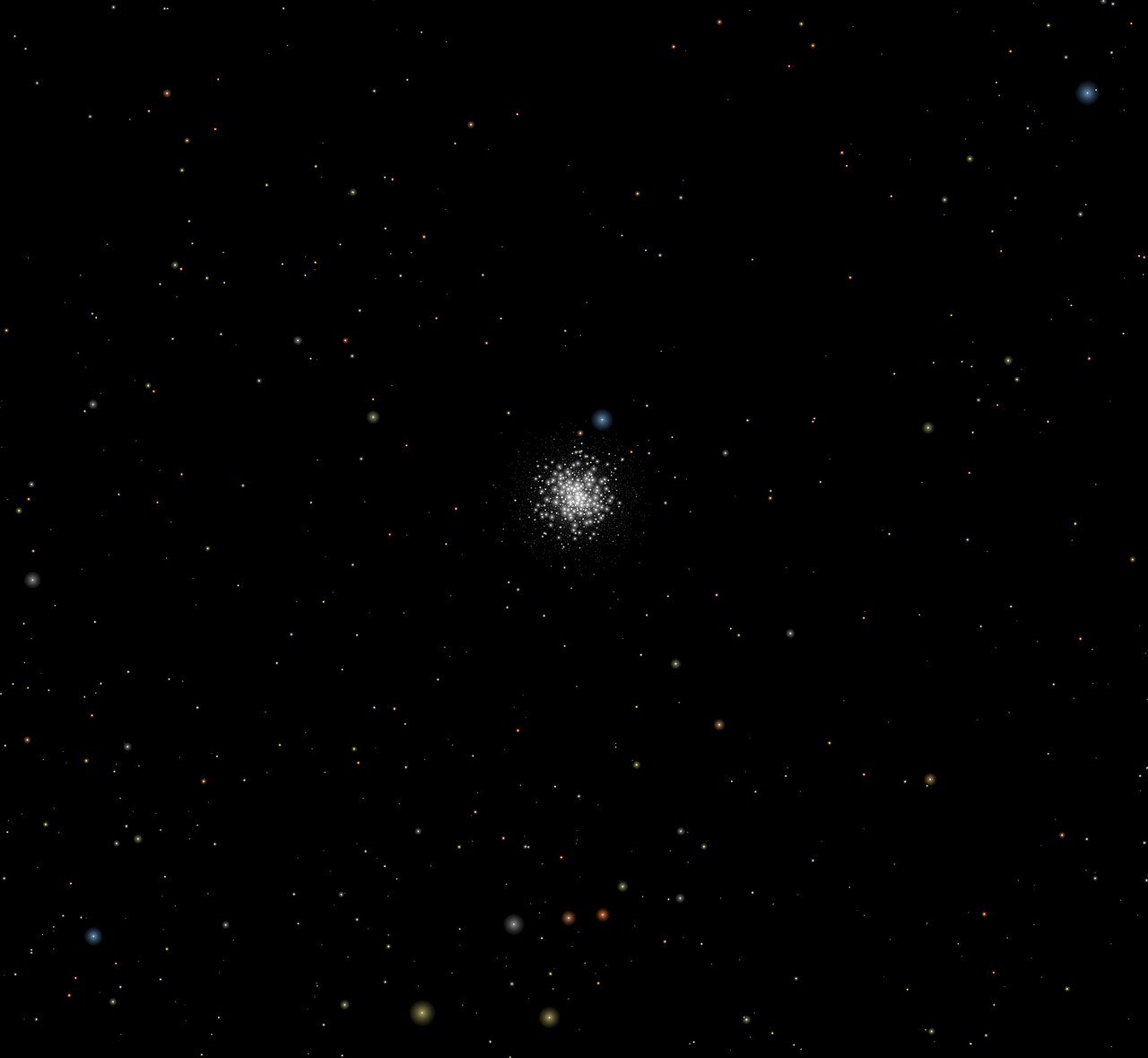 Kulová hvězdokupa NGC 4372 zobrazená v programu Stellarium. Autor: Roberto Mura